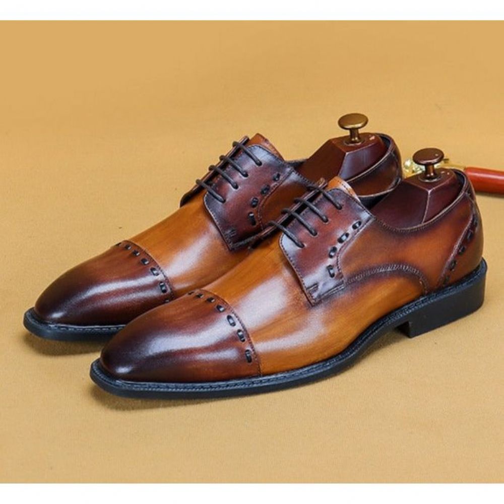 Chaussures Formelles Pour Hommes Luxe Exotiques Brillantes Brogue Créateur - Café