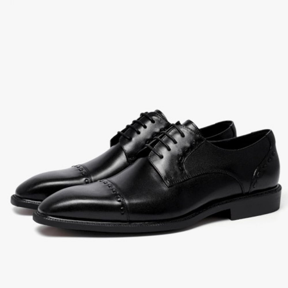 Chaussures Formelles Pour Hommes Luxe Exotiques Brillantes Brogue Créateur - Noir