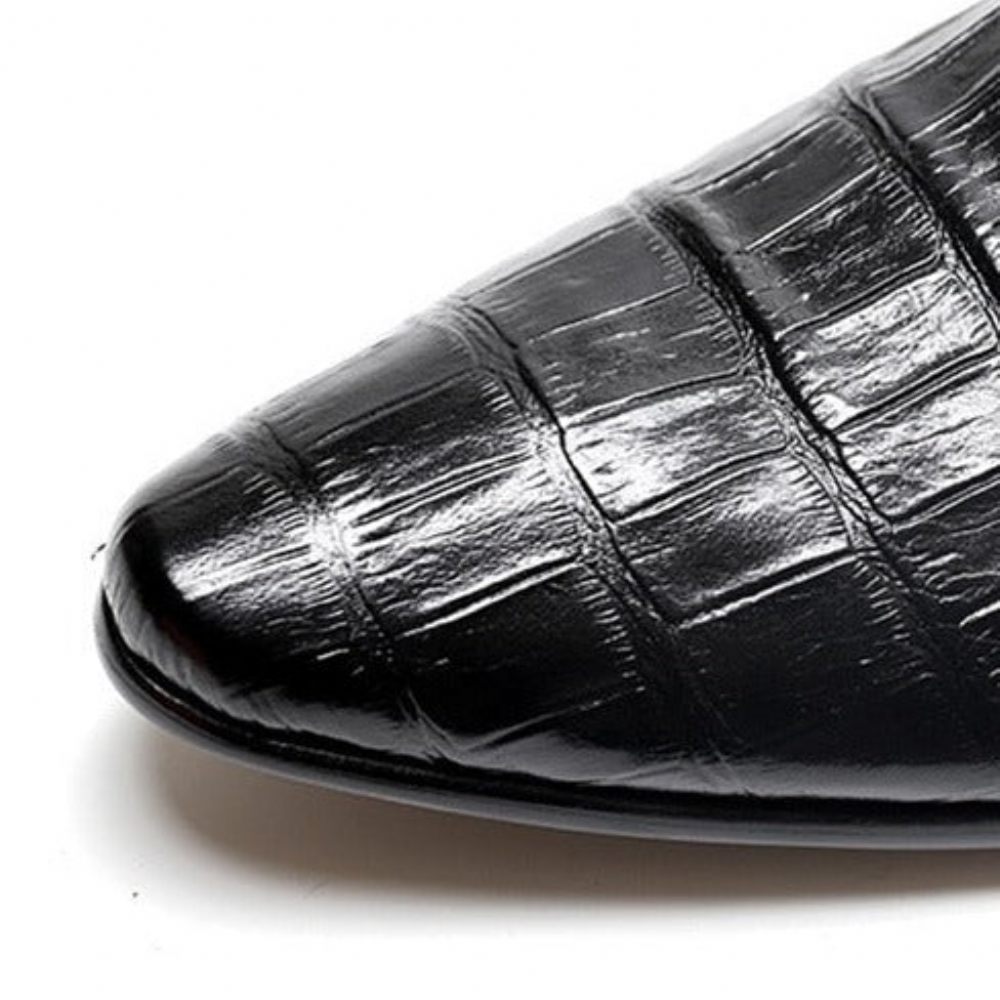 Chaussures Formelles Pour Hommes Luxe À Motif Alligator Bout Pointu Richelieu - Noir