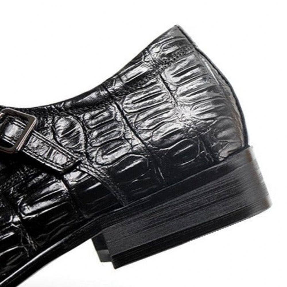 Chaussures Formelles Pour Hommes Luxe À Motif Alligator Bout Pointu Richelieu - Noir