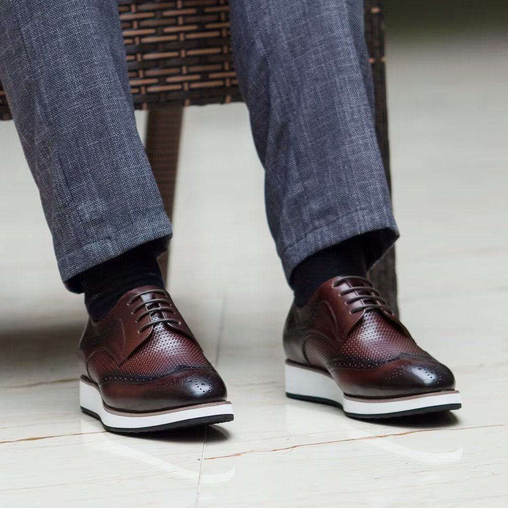 Chaussures Formelles Pour Hommes Luxe À Motif Exotique Derby - Café