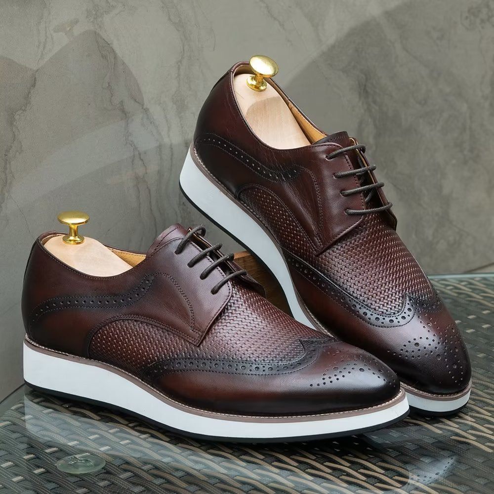 Chaussures Formelles Pour Hommes Luxe À Motif Exotique Derby - Café