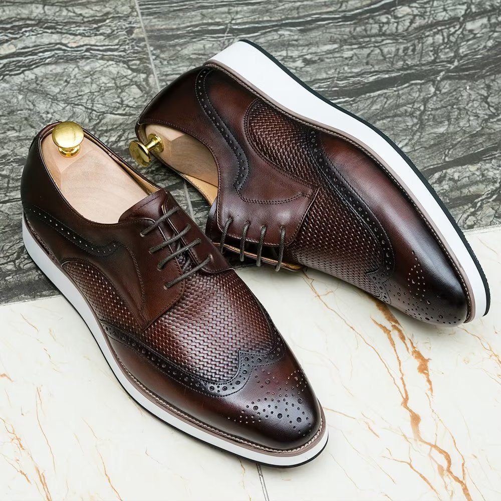 Chaussures Formelles Pour Hommes Luxe À Motif Exotique Derby - Café