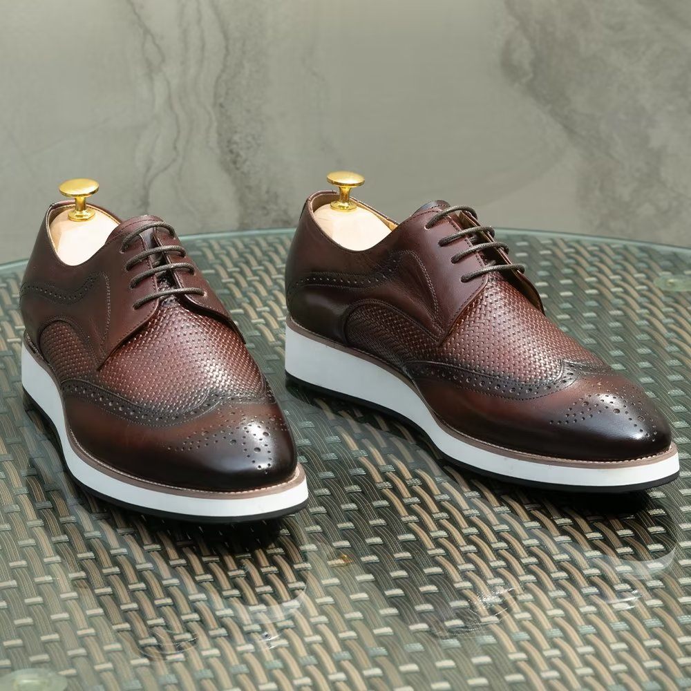 Chaussures Formelles Pour Hommes Luxe À Motif Exotique Derby - Café