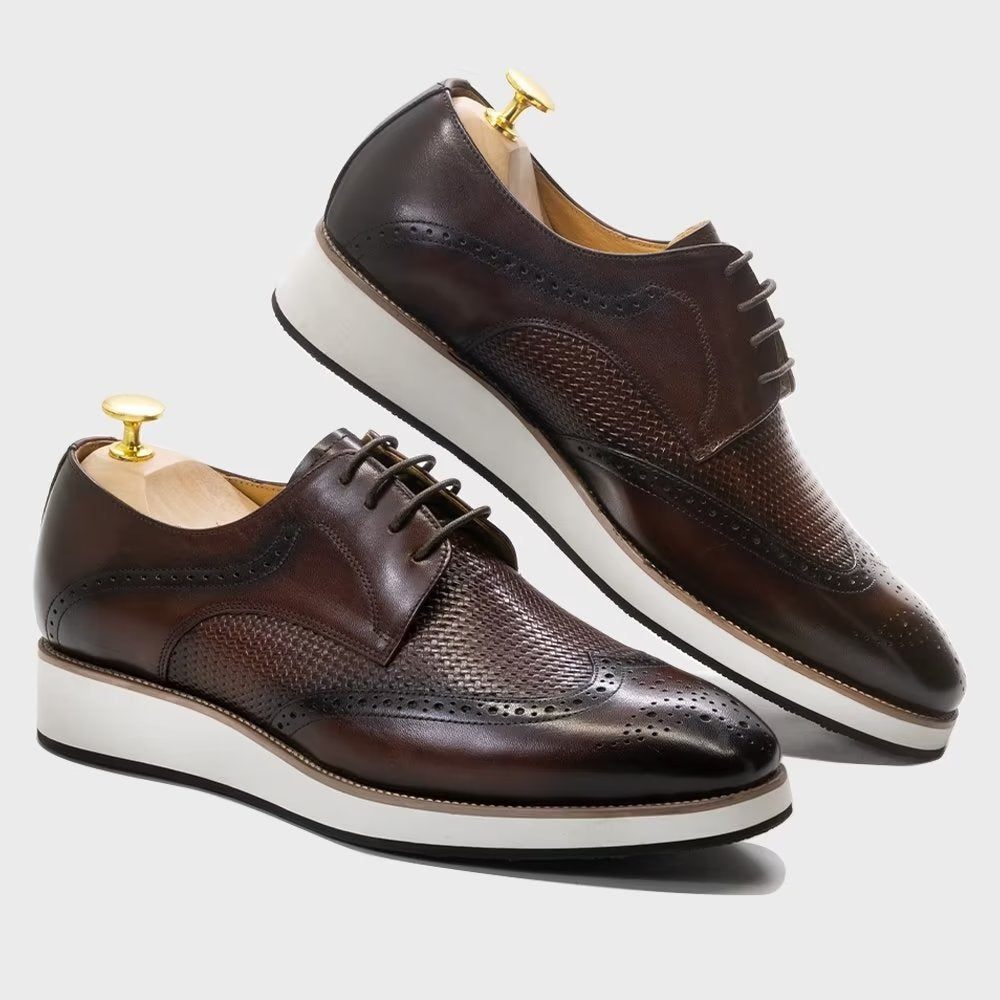 Chaussures Formelles Pour Hommes Luxe À Motif Exotique Derby - Café