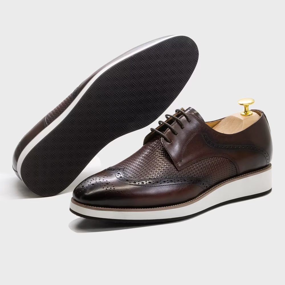 Chaussures Formelles Pour Hommes Luxe À Motif Exotique Derby - Café