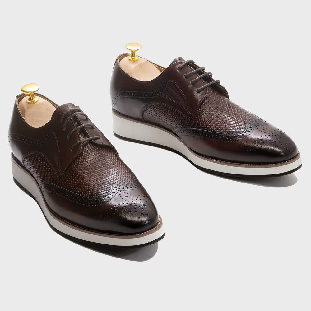 Chaussures Formelles Pour Hommes Luxe À Motif Exotique Derby - Café