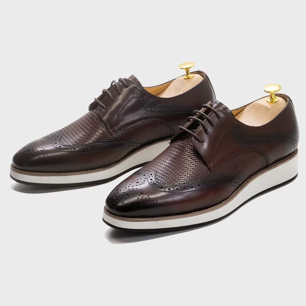 Chaussures Formelles Pour Hommes Luxe À Motif Exotique Derby - Café