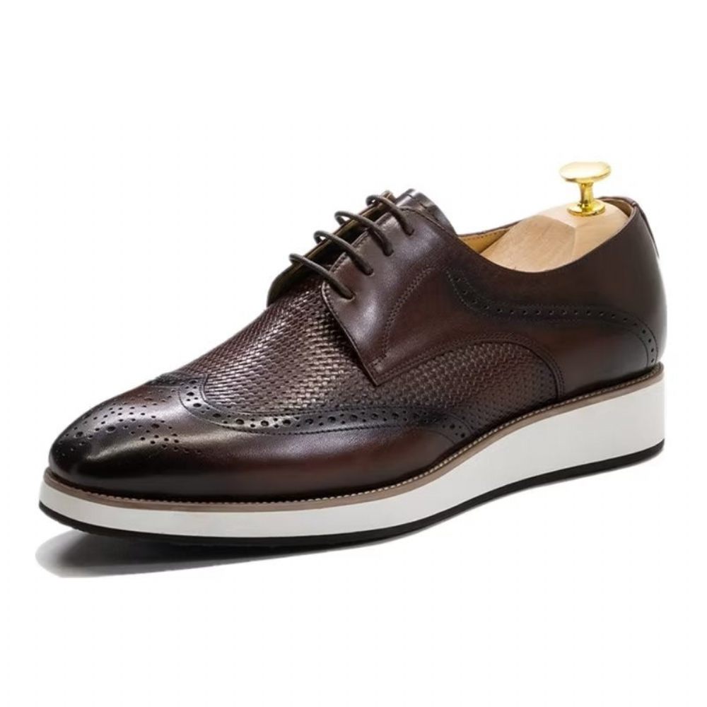 Chaussures Formelles Pour Hommes Luxe À Motif Exotique Derby - Café