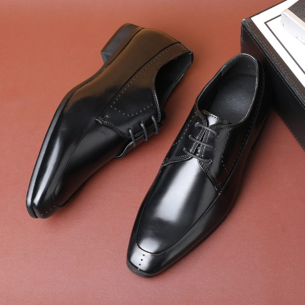 Chaussures Formelles Pour Hommes Mariage À Bout Pointu Cuir Serpent Chic - Noir