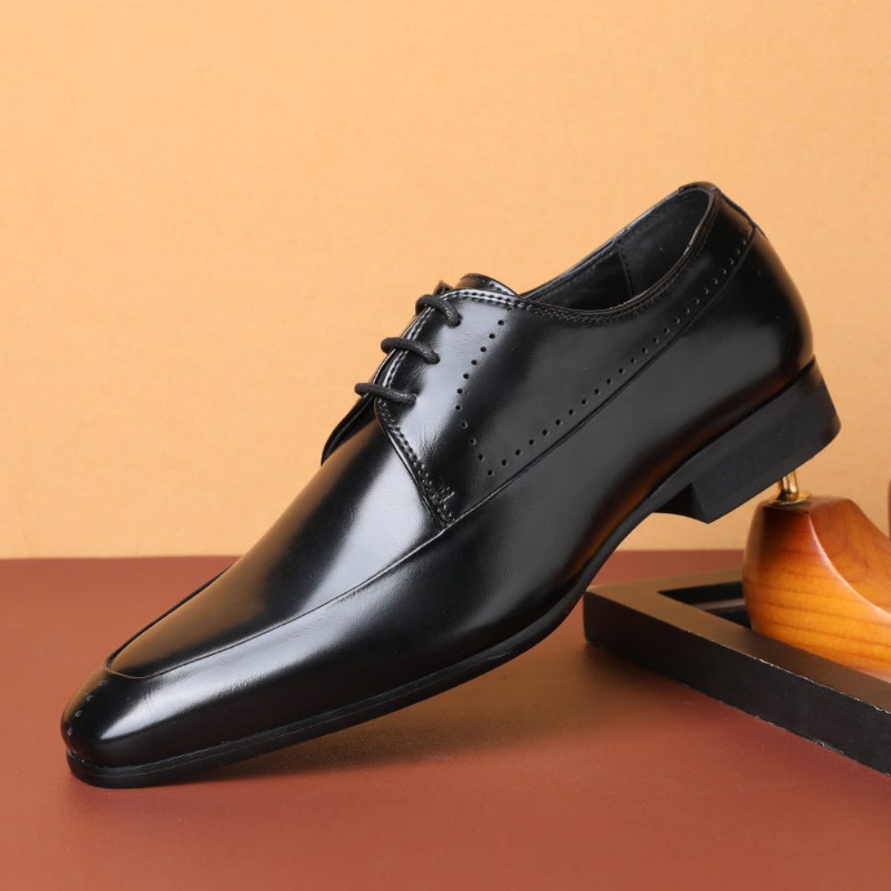 Chaussures Formelles Pour Hommes Mariage À Bout Pointu Cuir Serpent Chic - Noir