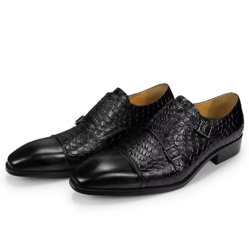 Chaussures Formelles Pour Hommes Mariage Brogue Cuir Personnalisées Élégantes - Noir