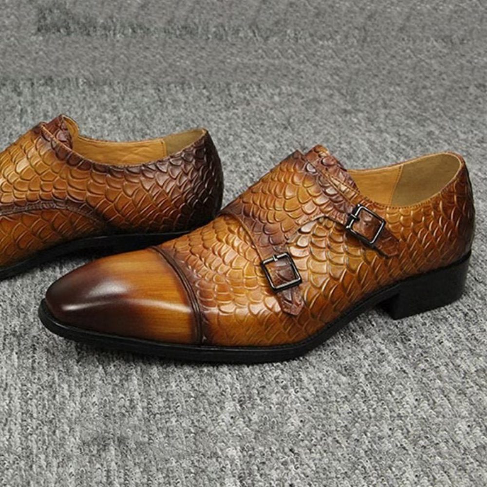 Chaussures Formelles Pour Hommes Mariage Brogue Cuir Personnalisées Élégantes - Marron