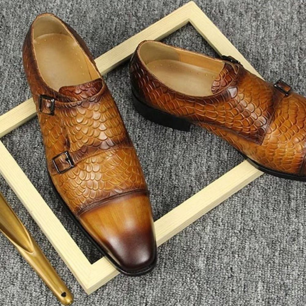 Chaussures Formelles Pour Hommes Mariage Brogue Cuir Personnalisées Élégantes - Marron