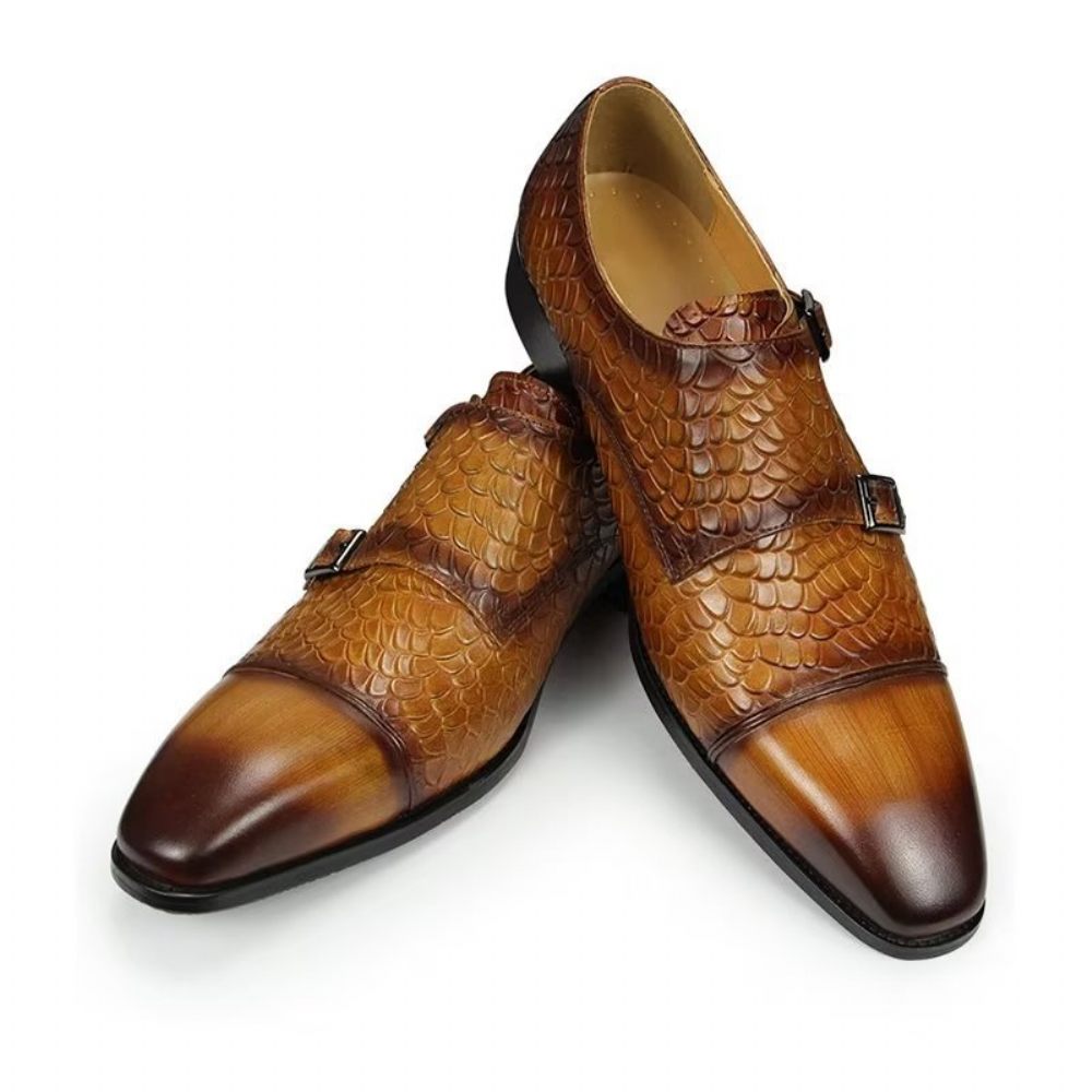 Chaussures Formelles Pour Hommes Mariage Brogue Cuir Personnalisées Élégantes - Marron