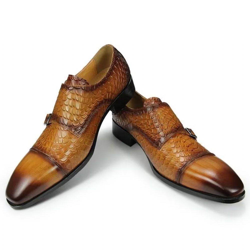 Chaussures Formelles Pour Hommes Mariage Brogue Cuir Personnalisées Élégantes - Marron