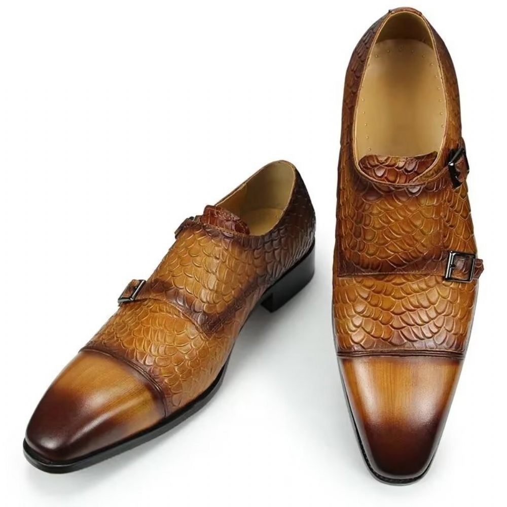 Chaussures Formelles Pour Hommes Mariage Brogue Cuir Personnalisées Élégantes - Marron