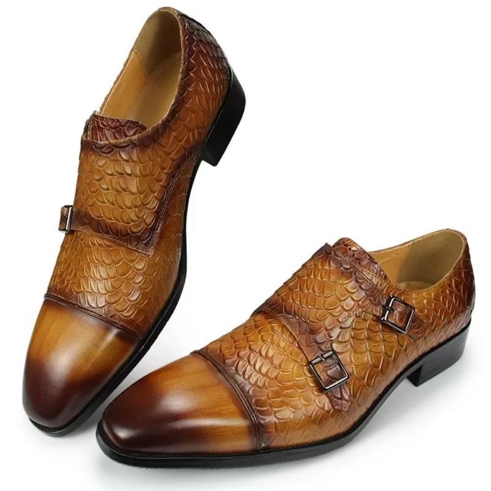 Chaussures Formelles Pour Hommes Mariage Brogue Cuir Personnalisées Élégantes - Marron