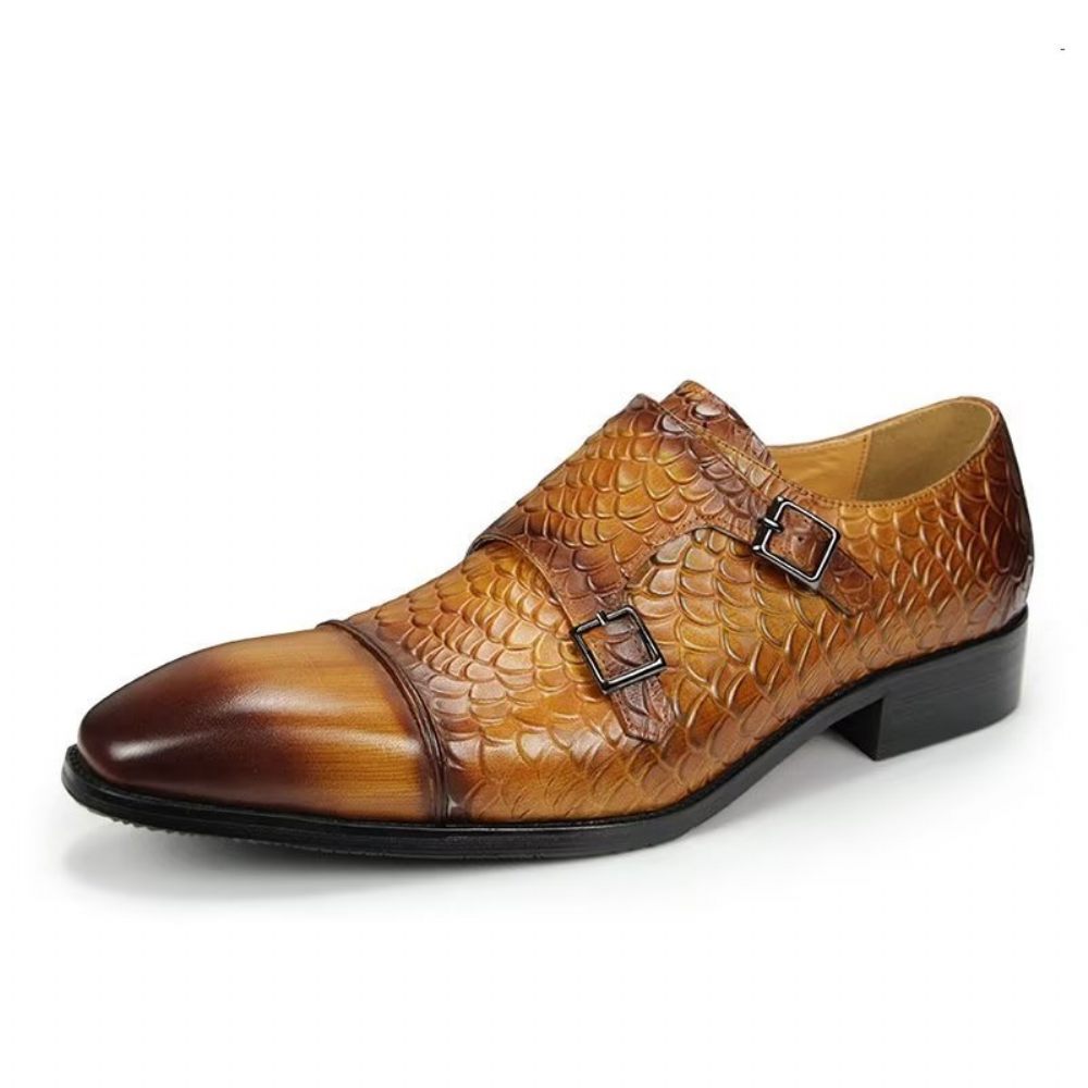 Chaussures Formelles Pour Hommes Mariage Brogue Cuir Personnalisées Élégantes - Marron