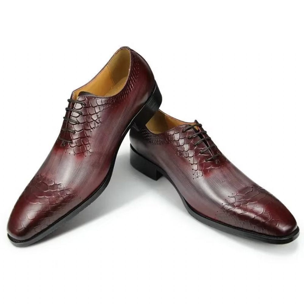 Chaussures Formelles Pour Hommes Mariage Chics Cuir Brogue - Rouge