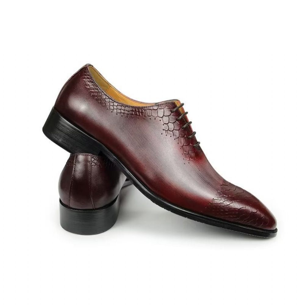 Chaussures Formelles Pour Hommes Mariage Chics Cuir Brogue - Rouge