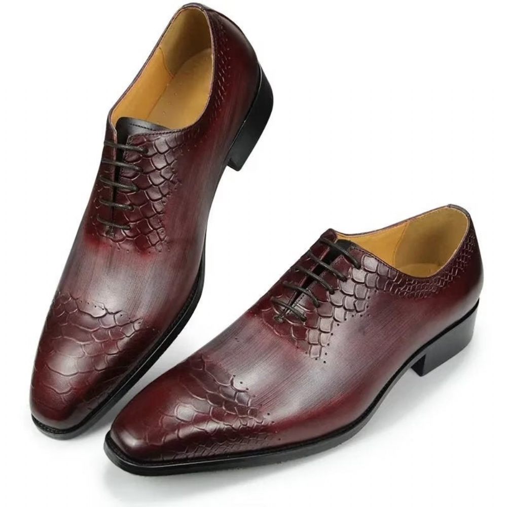 Chaussures Formelles Pour Hommes Mariage Chics Cuir Brogue - Rouge