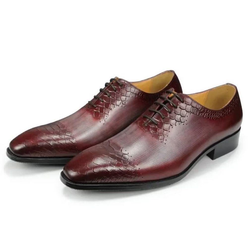 Chaussures Formelles Pour Hommes Mariage Chics Cuir Brogue - Rouge