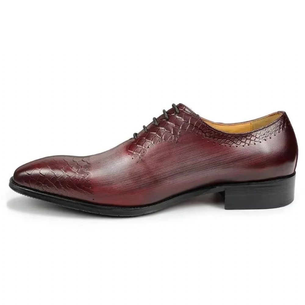 Chaussures Formelles Pour Hommes Mariage Chics Cuir Brogue - Rouge