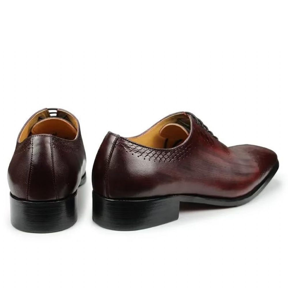 Chaussures Formelles Pour Hommes Mariage Chics Cuir Brogue - Rouge