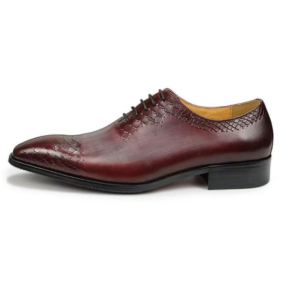 Chaussures Formelles Pour Hommes Mariage Chics Cuir Brogue - Rouge