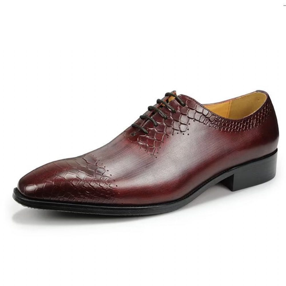 Chaussures Formelles Pour Hommes Mariage Chics Cuir Brogue - Rouge