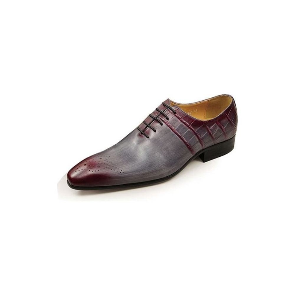 Chaussures Formelles Pour Hommes Mariage Chics Cuir Brogue - Rouge