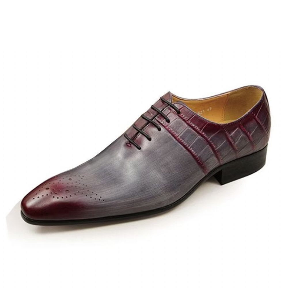 Chaussures Formelles Pour Hommes Mariage Chics Cuir Brogue - Rouge