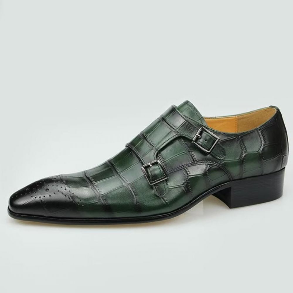 Chaussures Formelles Pour Hommes Mariage Cuir À Boucle Personnalisée - Vert