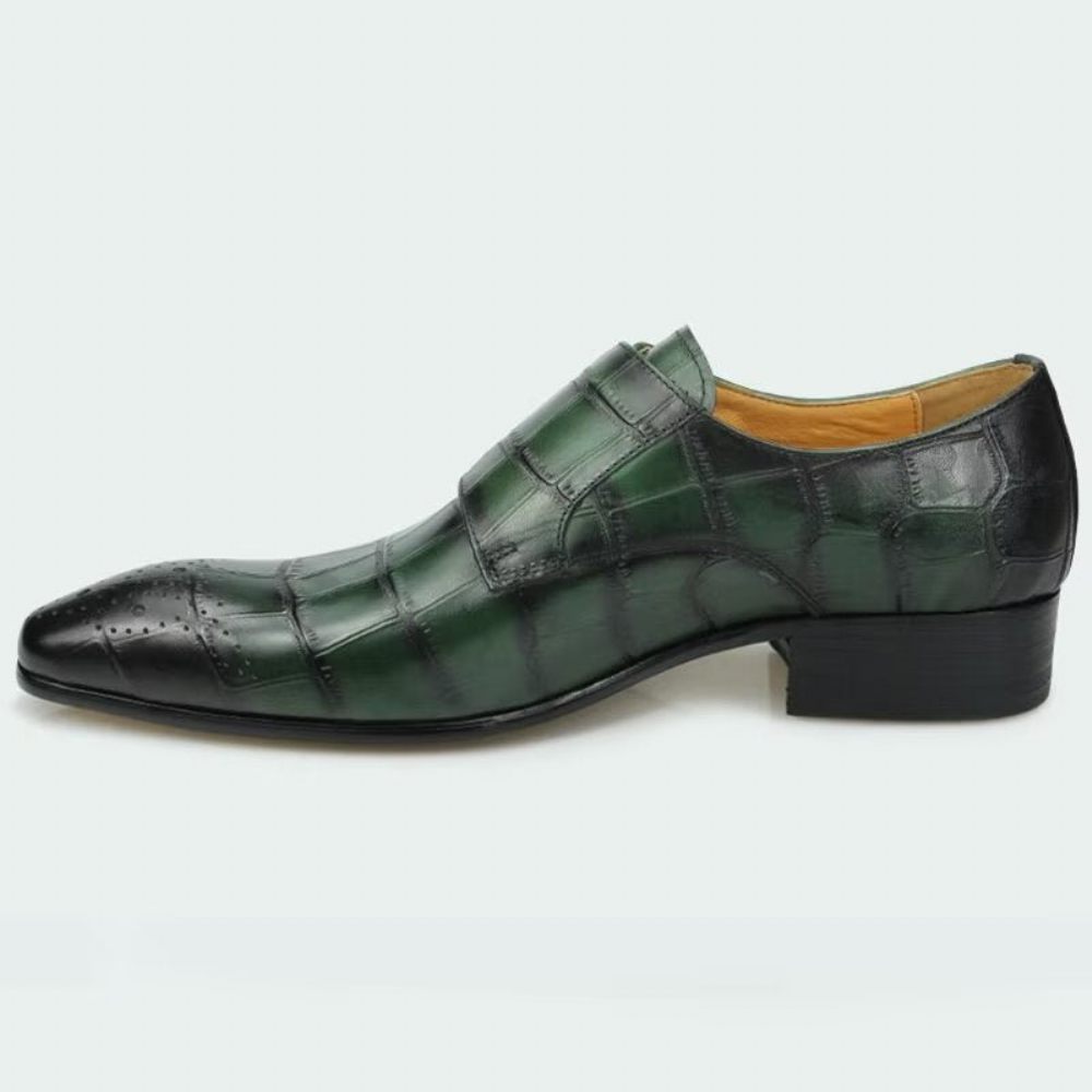 Chaussures Formelles Pour Hommes Mariage Cuir À Boucle Personnalisée - Vert