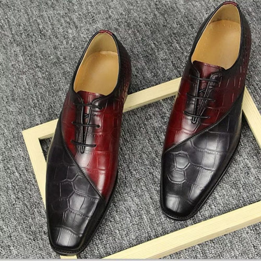 Chaussures Formelles Pour Hommes Mariage Cuir Brogue Chic - Rouge