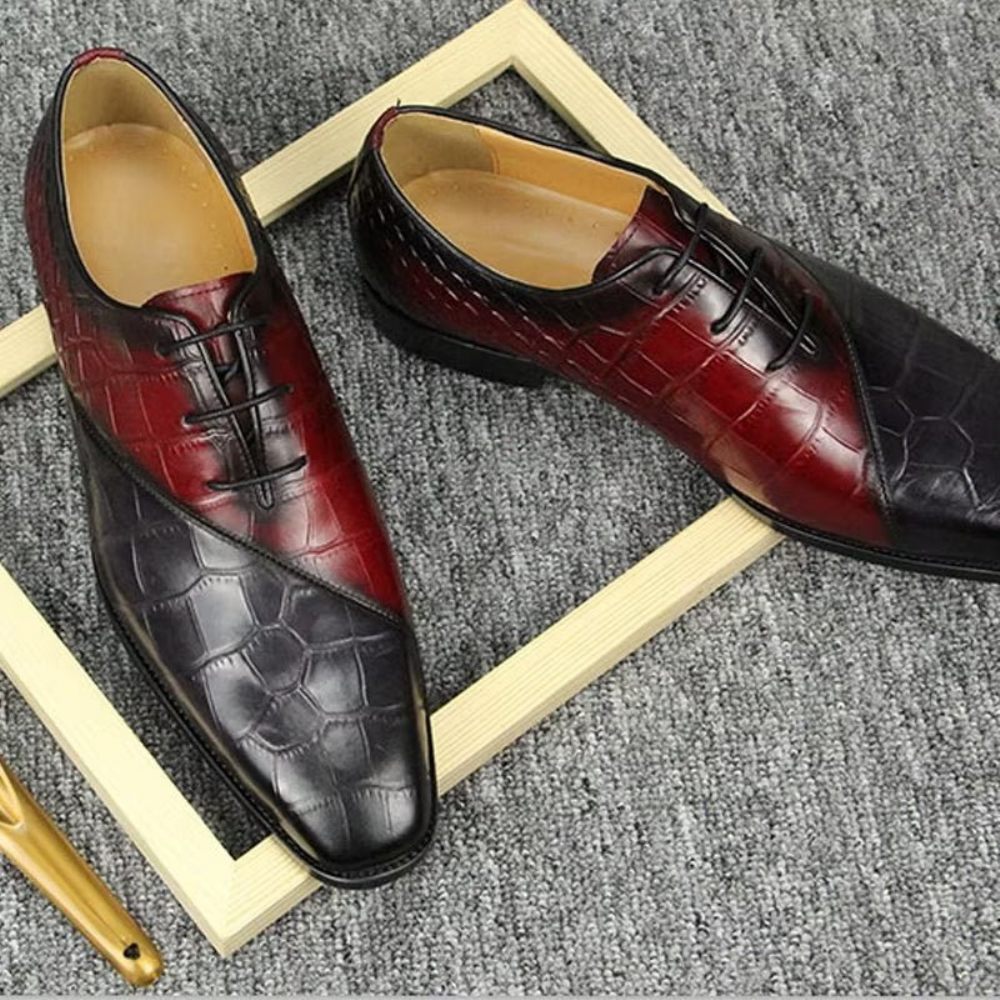 Chaussures Formelles Pour Hommes Mariage Cuir Brogue Chic - Rouge