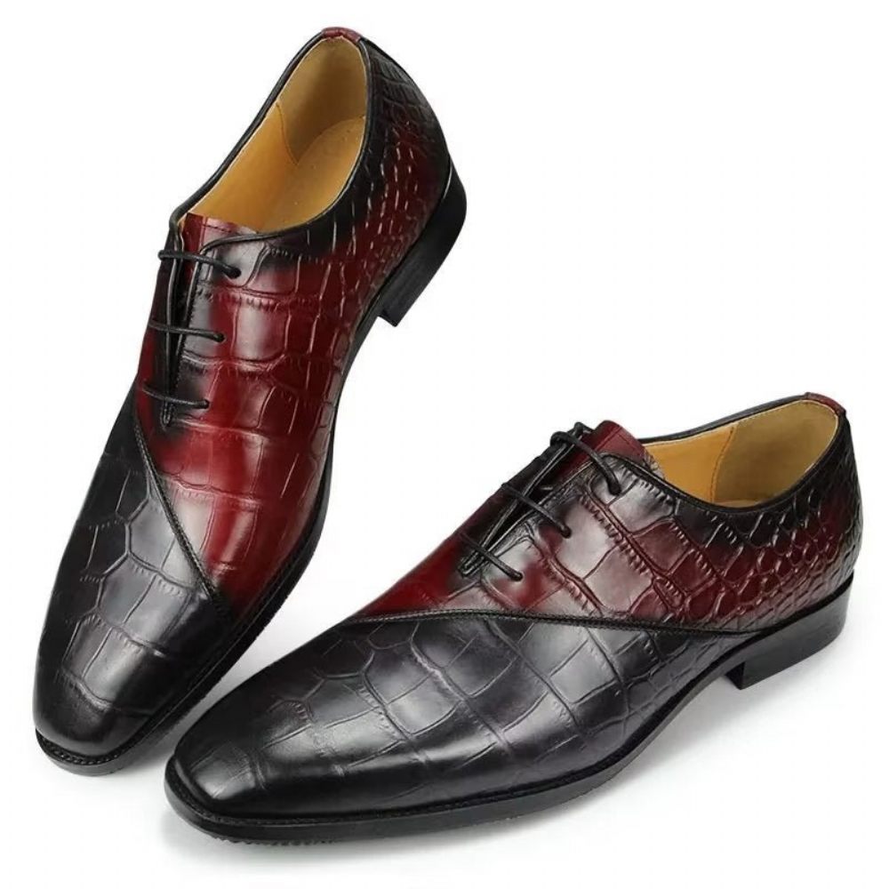 Chaussures Formelles Pour Hommes Mariage Cuir Brogue Chic - Rouge