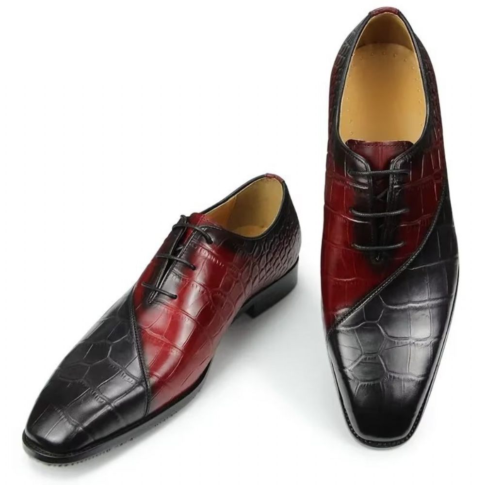 Chaussures Formelles Pour Hommes Mariage Cuir Brogue Chic - Rouge