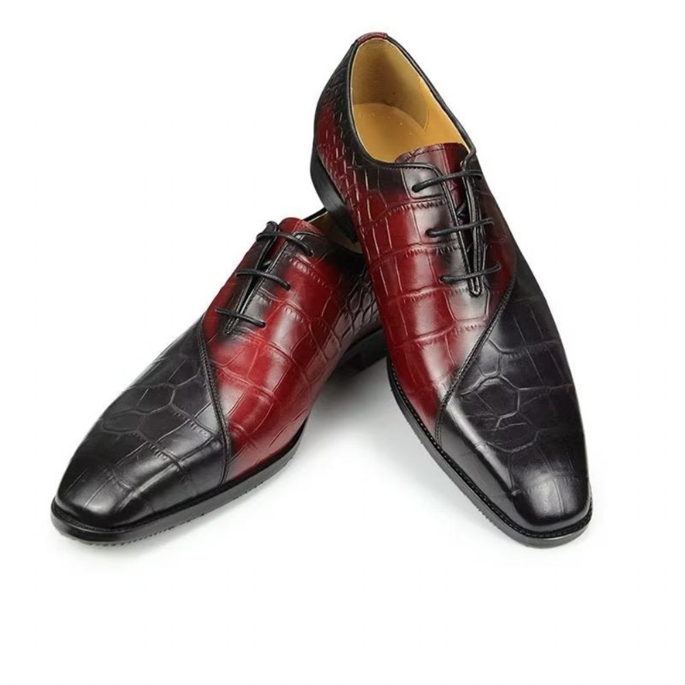 Chaussures Formelles Pour Hommes Mariage Cuir Brogue Chic - Rouge