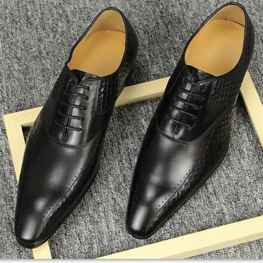 Chaussures Formelles Pour Hommes Mariage Cuir Brogue Chic - Noir