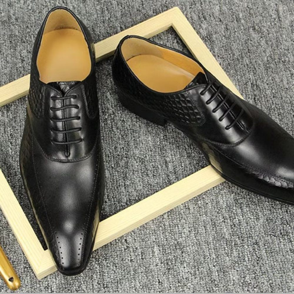 Chaussures Formelles Pour Hommes Mariage Cuir Brogue Chic - Noir