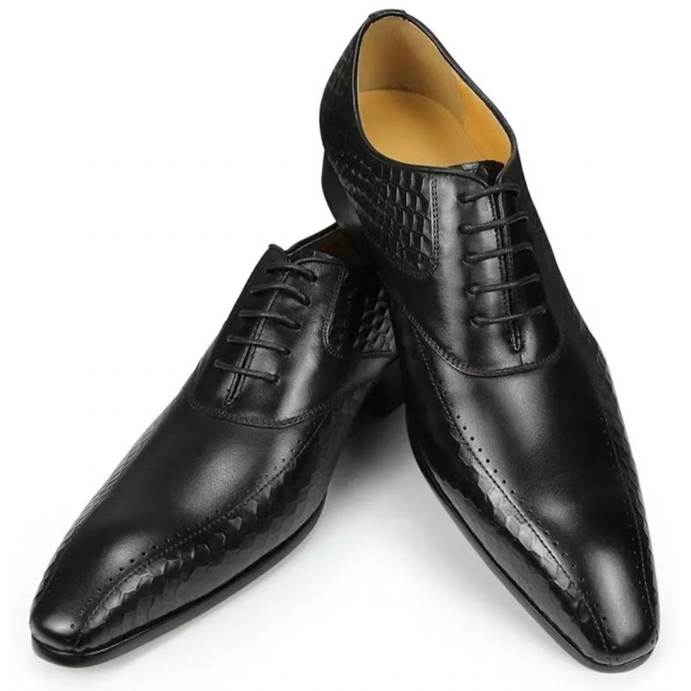 Chaussures Formelles Pour Hommes Mariage Cuir Brogue Chic - Noir