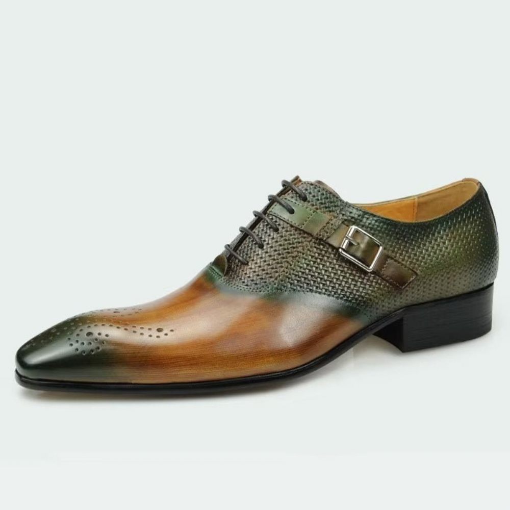 Chaussures Formelles Pour Hommes Mariage Cuir Brogue Personnalisées Élégantes - Vert