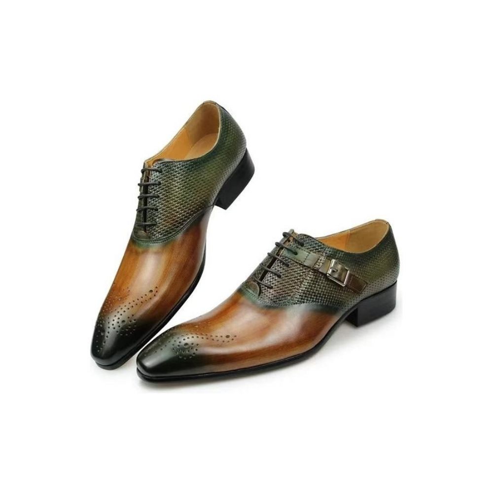 Chaussures Formelles Pour Hommes Mariage Cuir Brogue Personnalisées Élégantes - Vert