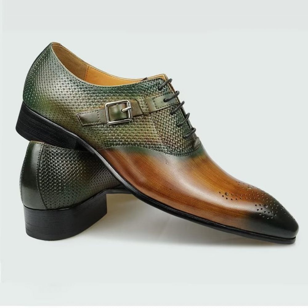 Chaussures Formelles Pour Hommes Mariage Cuir Brogue Personnalisées Élégantes - Vert