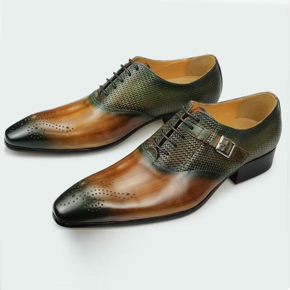 Chaussures Formelles Pour Hommes Mariage Cuir Brogue Personnalisées Élégantes - Vert