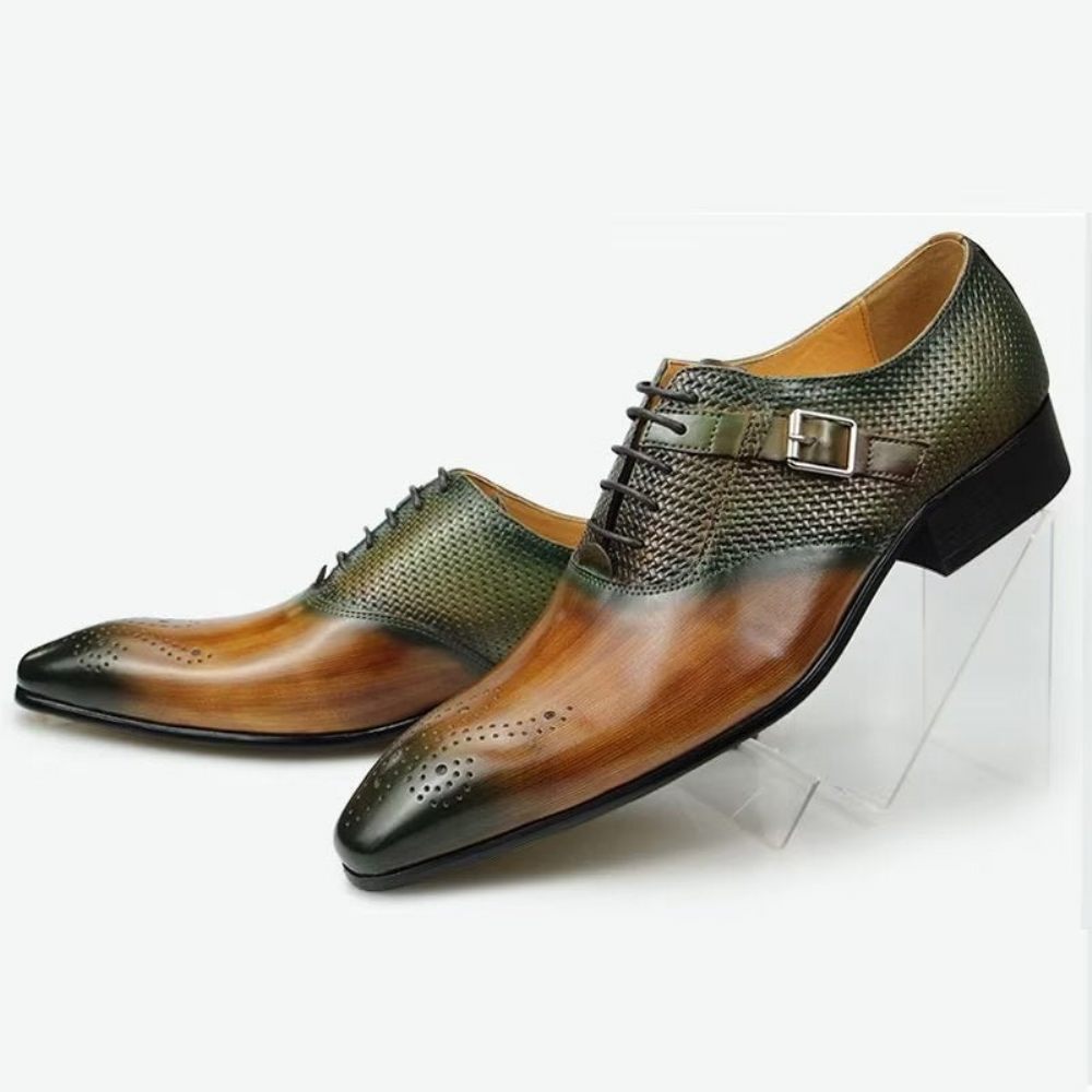 Chaussures Formelles Pour Hommes Mariage Cuir Brogue Personnalisées Élégantes - Vert