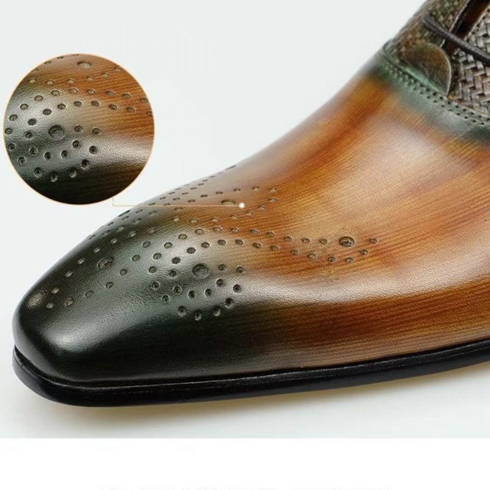 Chaussures Formelles Pour Hommes Mariage Cuir Brogue Personnalisées Élégantes - Vert