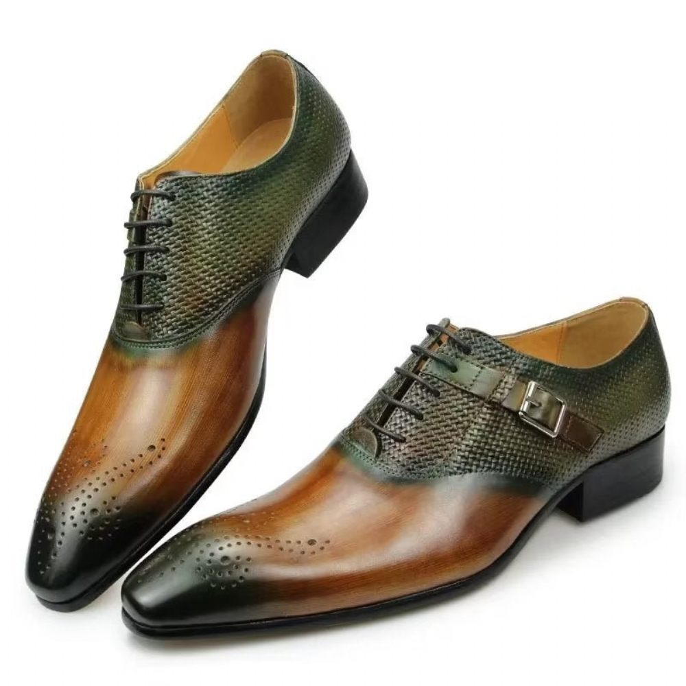 Chaussures Formelles Pour Hommes Mariage Cuir Brogue Personnalisées Élégantes - Vert